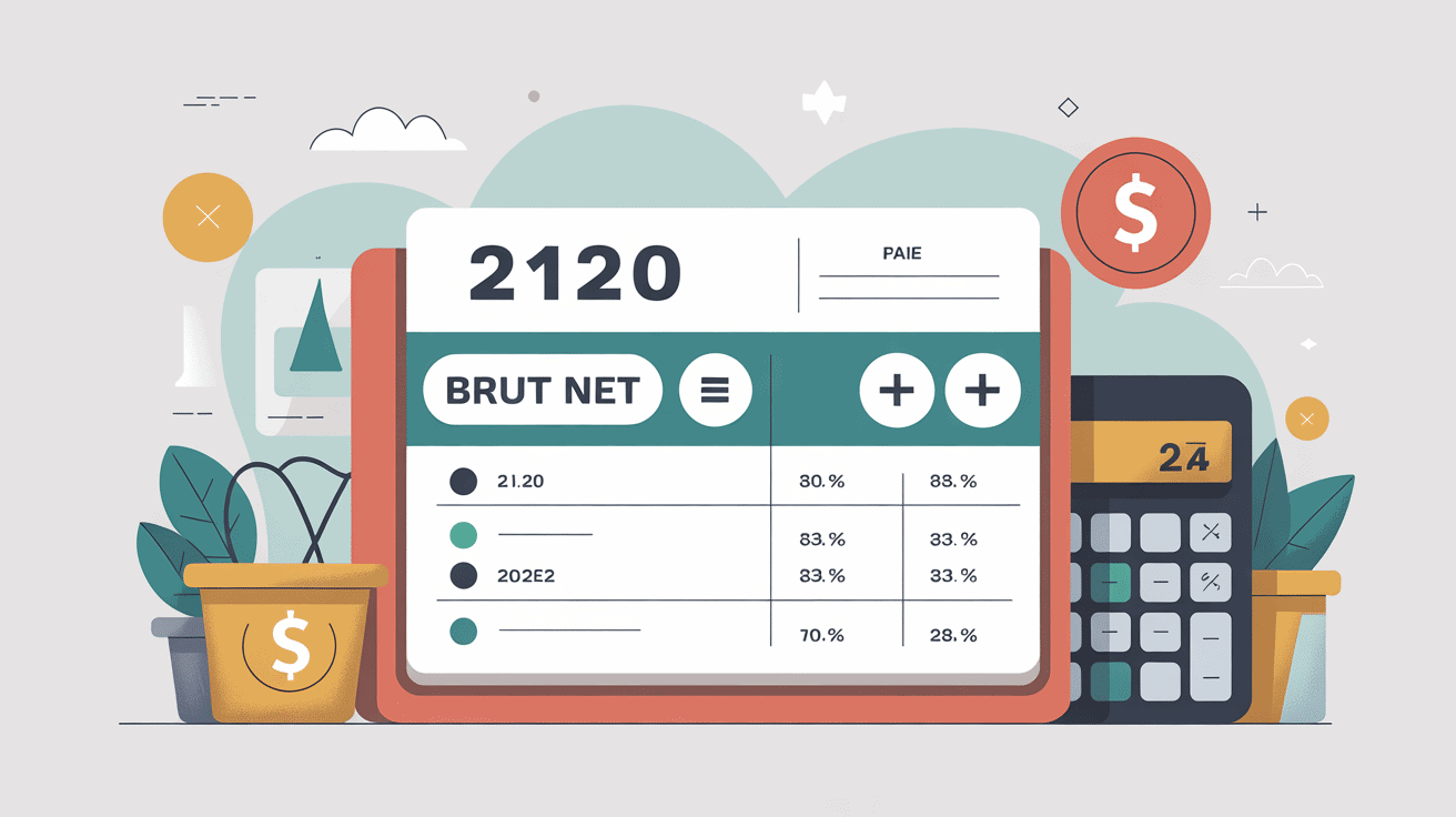 Illustration fiche de paie thème 2120 brut en net