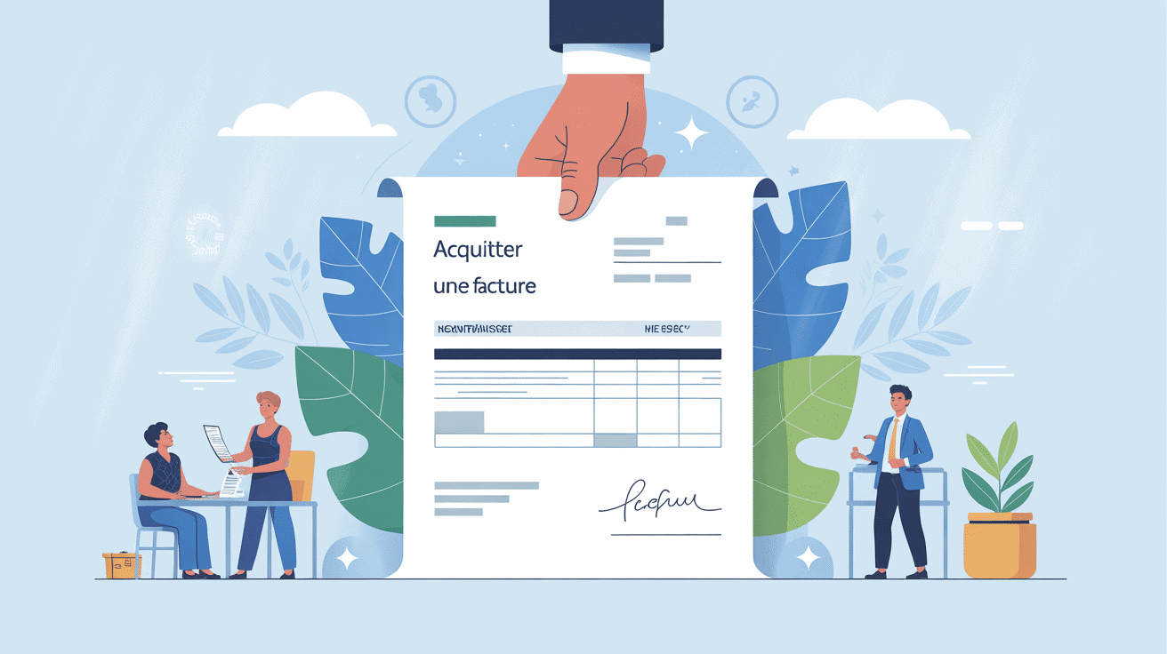 illustration acquitter une facture main document preuve