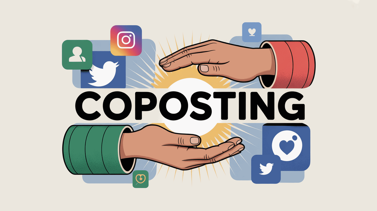 coposting concept stylisé réseaux sociaux
