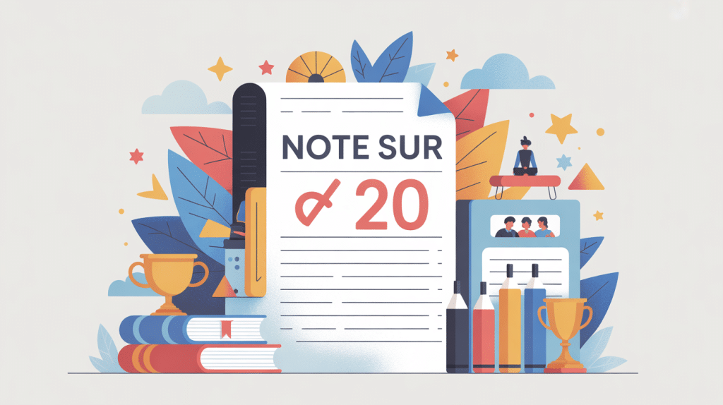 illustration moderne mettre une note sur 20 école et travail