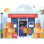 mondial relay - agence de harnes illustration moderne point relais