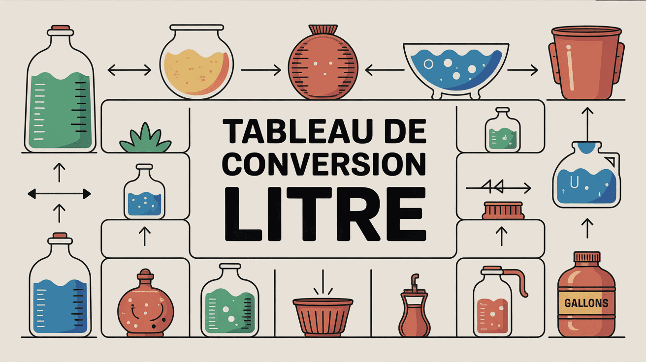 tableau de conversion litre illustration vectorielle pédagogique