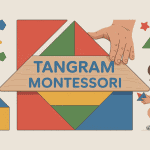 Tangram Montessori en bois manipulé par un enfant