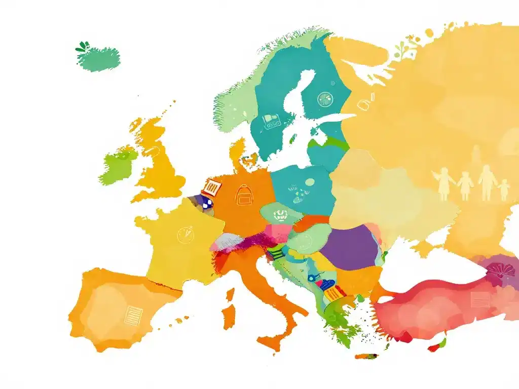 carte abstraite vacances scolaire europe pays