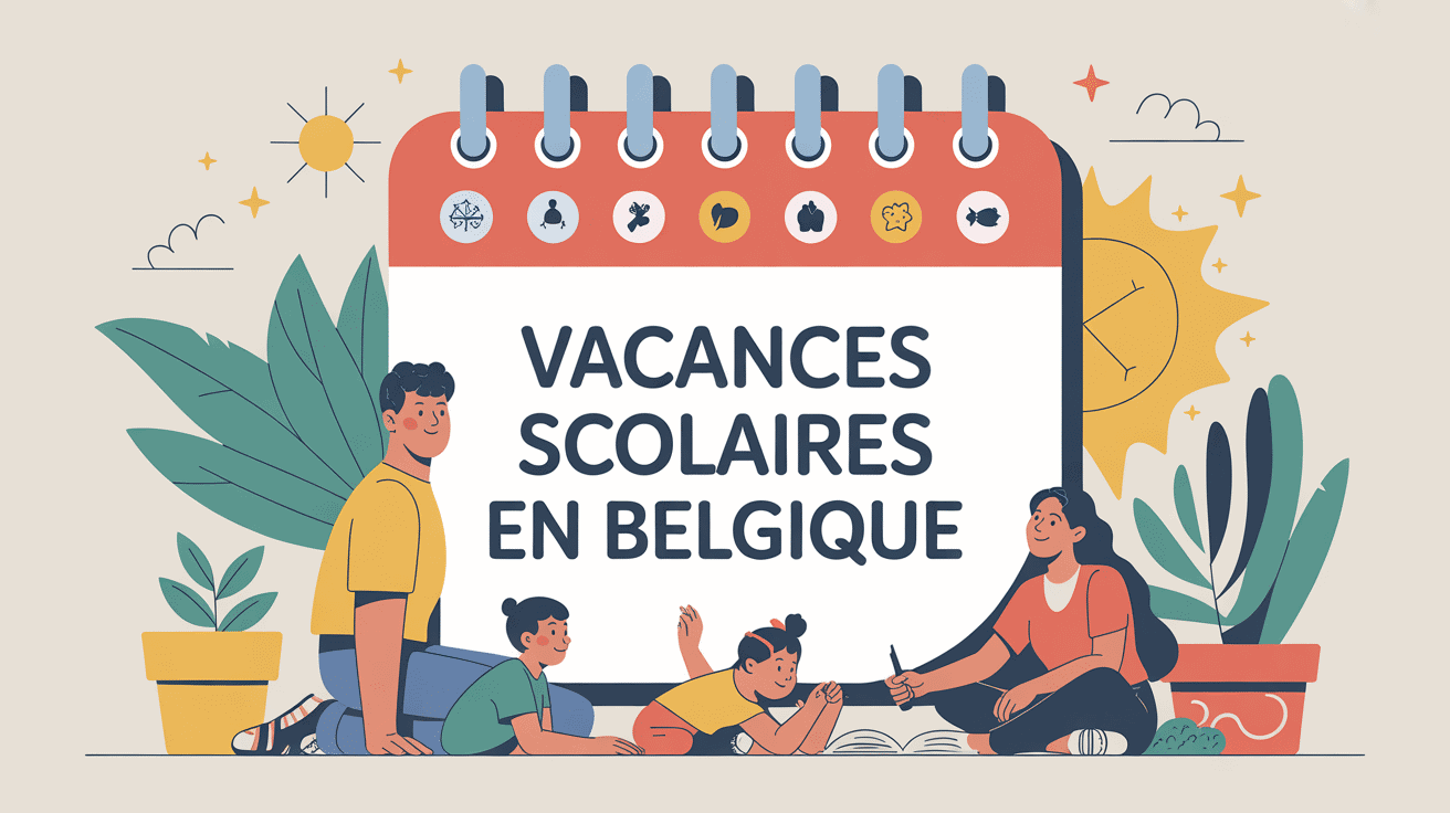 Illustration calendrier vacances scolaires en Belgique