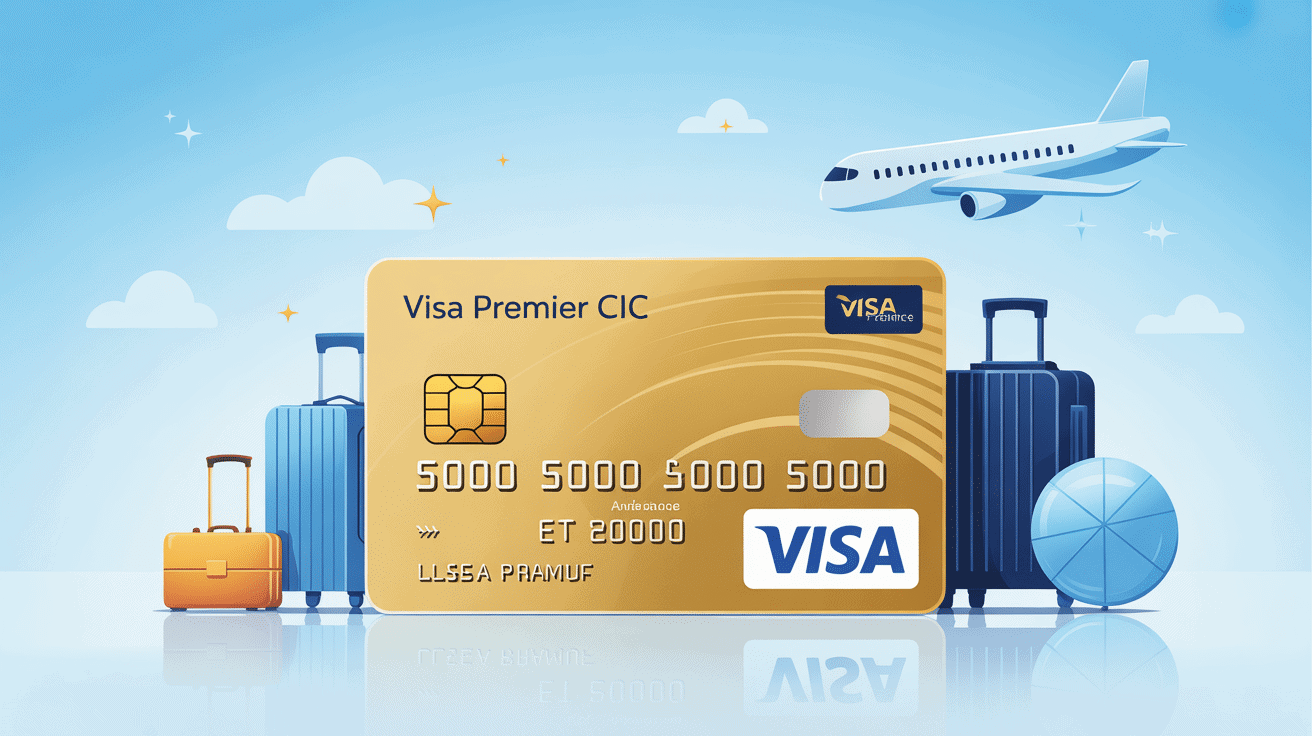 Visuel carte visa premier cic illustrant les avantages premium