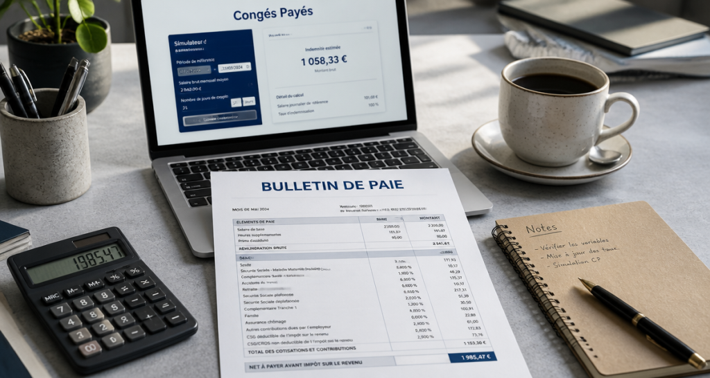 calcul indemnité congés payés simulateur sur bureau