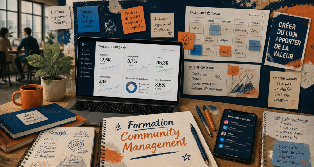 formation community management, tableau de bord KPI et outils