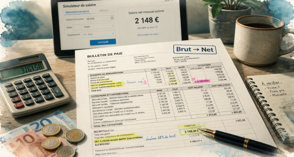Salaire brut en net : 3 étapes pour calculer votre revenu réel et éviter les erreurs