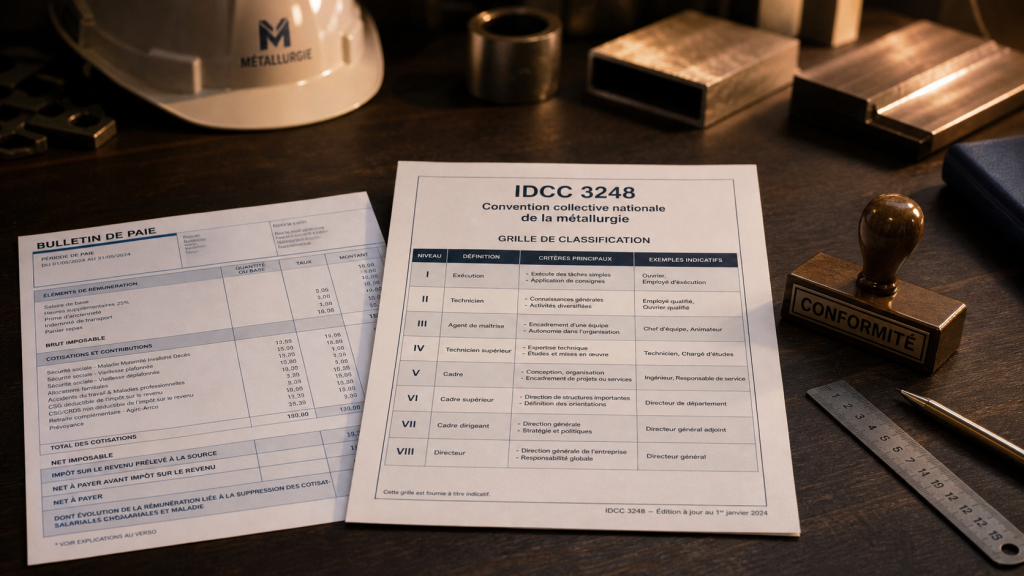 Convention collective métallurgie salaire : 18 classes, SMIC et prime d’ancienneté à vérifier