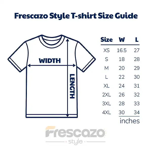 Frescazo Style cultural and heritage T-shirt size guide