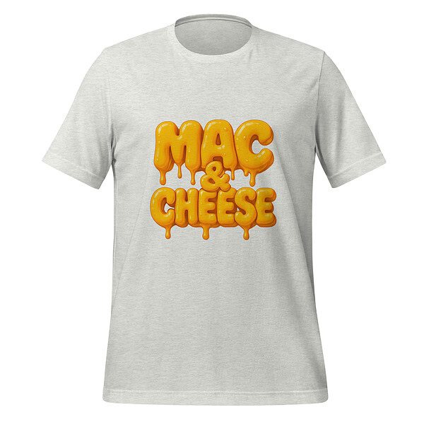 Casual Mac & Cheese graphic t-shirt for food lovers.