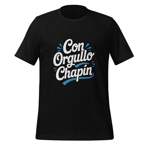 Black T-shirt with "Con Orgullo Chapín" slogan for Guatemalan pride.