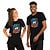 Two smiling models wearing black "Oh My Gosh" T-shirts, celebrating American pride.