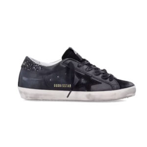 Golden Goose Super-star Black Glitter Heel