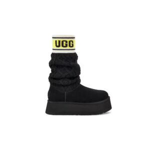 Classic Sweater Letter Boot Black