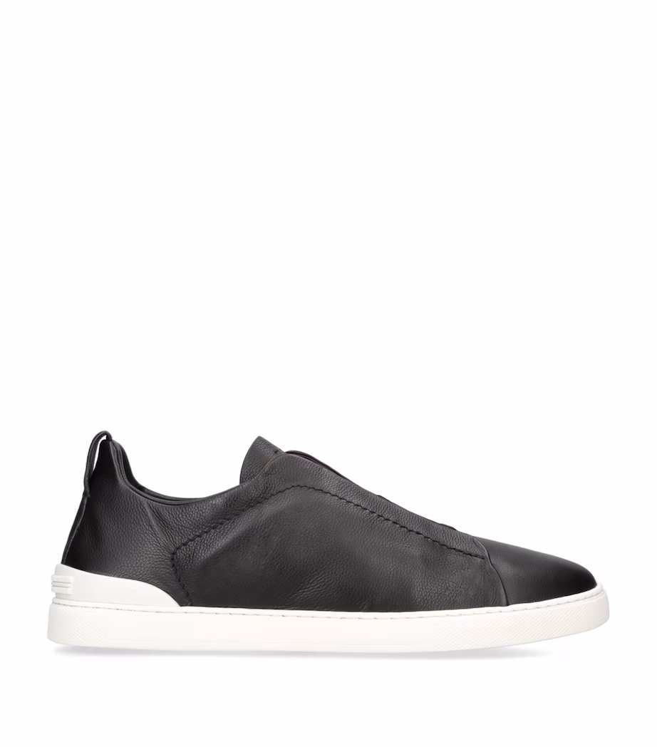Zegna Suede Triple Stitch Sneakers Black And White - Image 4