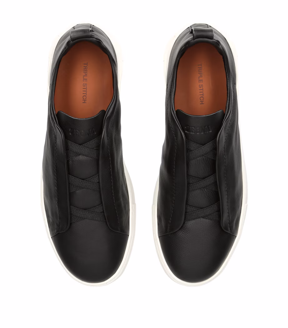 Zegna Suede Triple Stitch Sneakers Black And White - Image 3