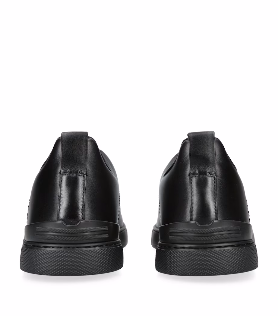 Zegna Suede Triple Stitch Sneakers Black - Image 6