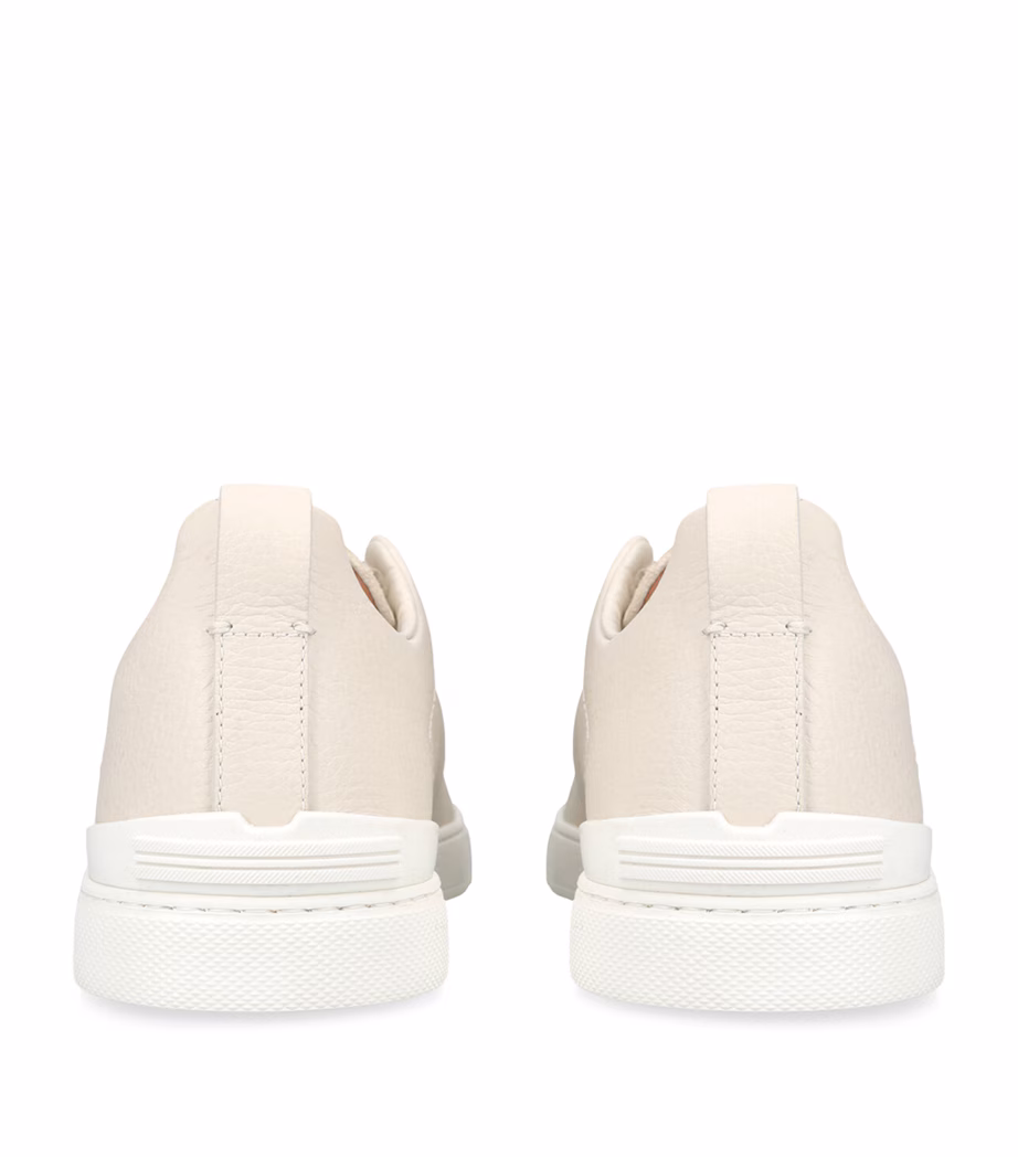 Zegna Suede Triple Stitch Sneakers White - Image 3