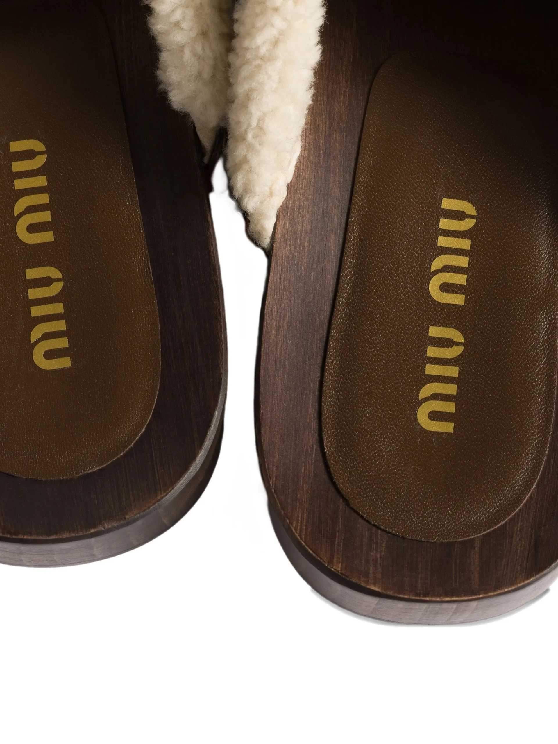 Miu Miu Shearling-Lined Suede Clogs In Brown.  - Image 5