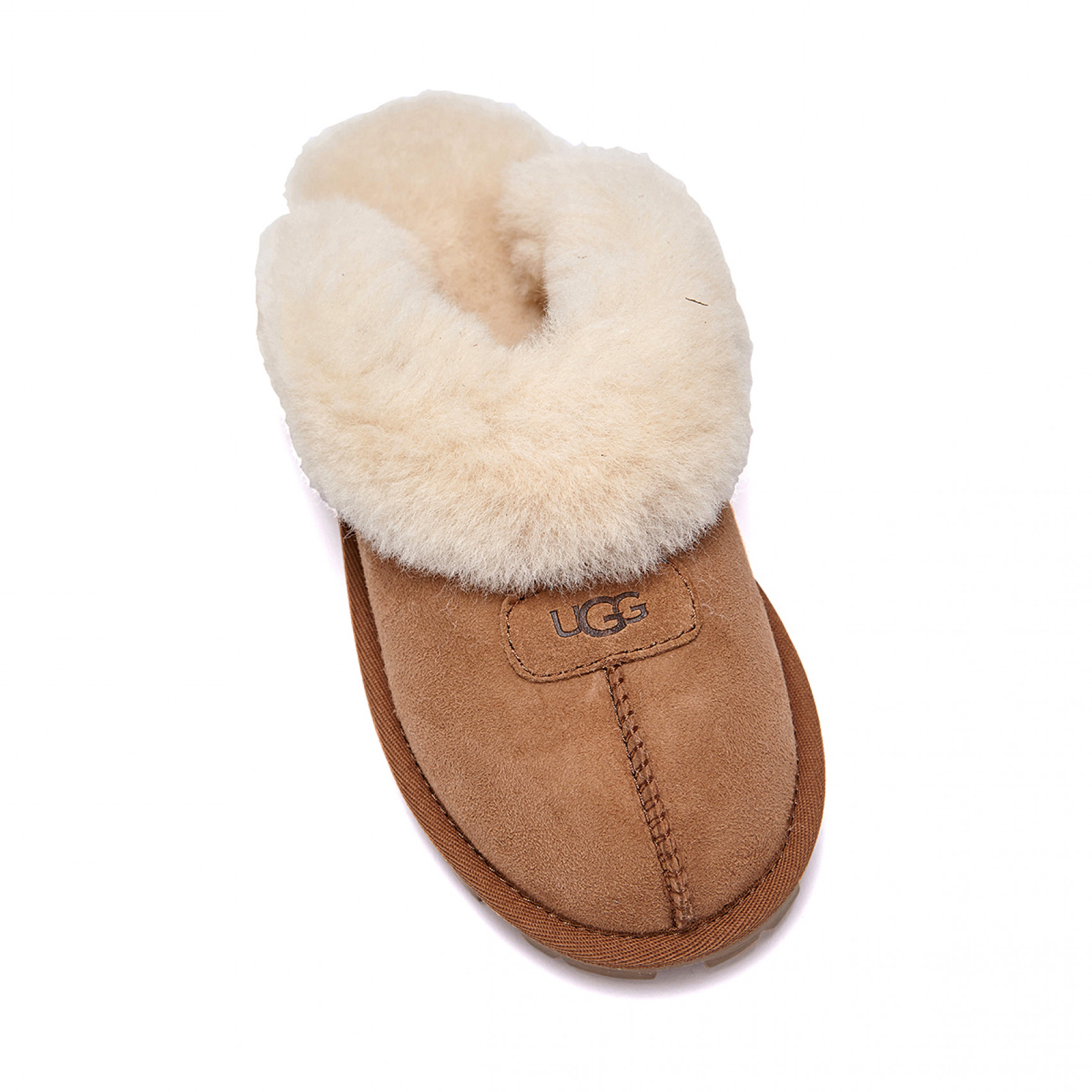 Coquette Slippers Chestnut Suede With A Sheepskin Lining.  - Image 3