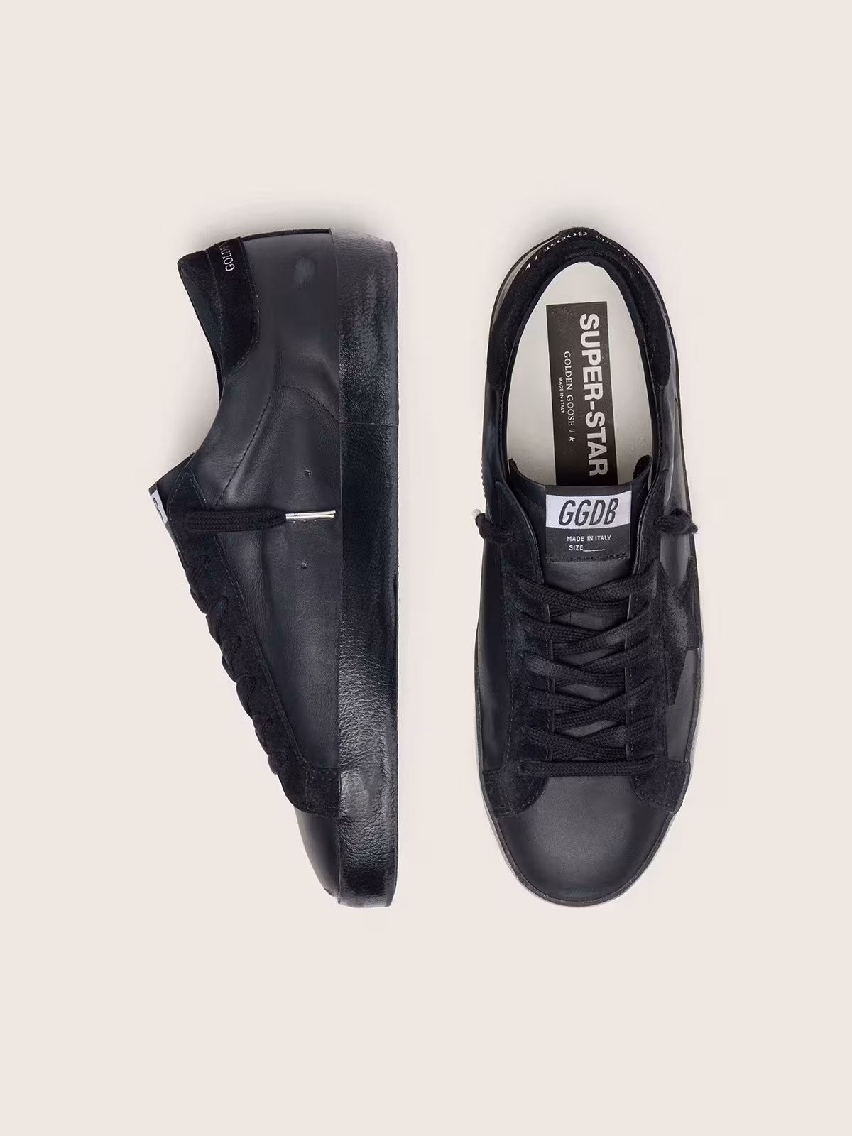 Golden Goose Super Star in Black Nappa With Black Suede Star And Heel Tab - Image 4