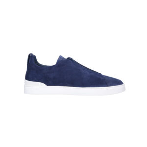 Zegna Suede Triple Stitch Sneakers Blue