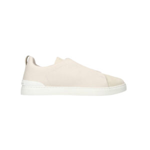 Zegna Suede Triple Stitch Sneakers White