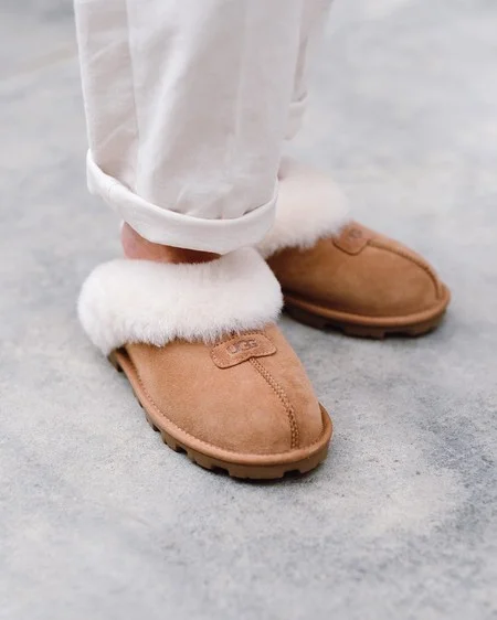 Coquette Slippers Chestnut Suede With A Sheepskin Lining.  - Image 4