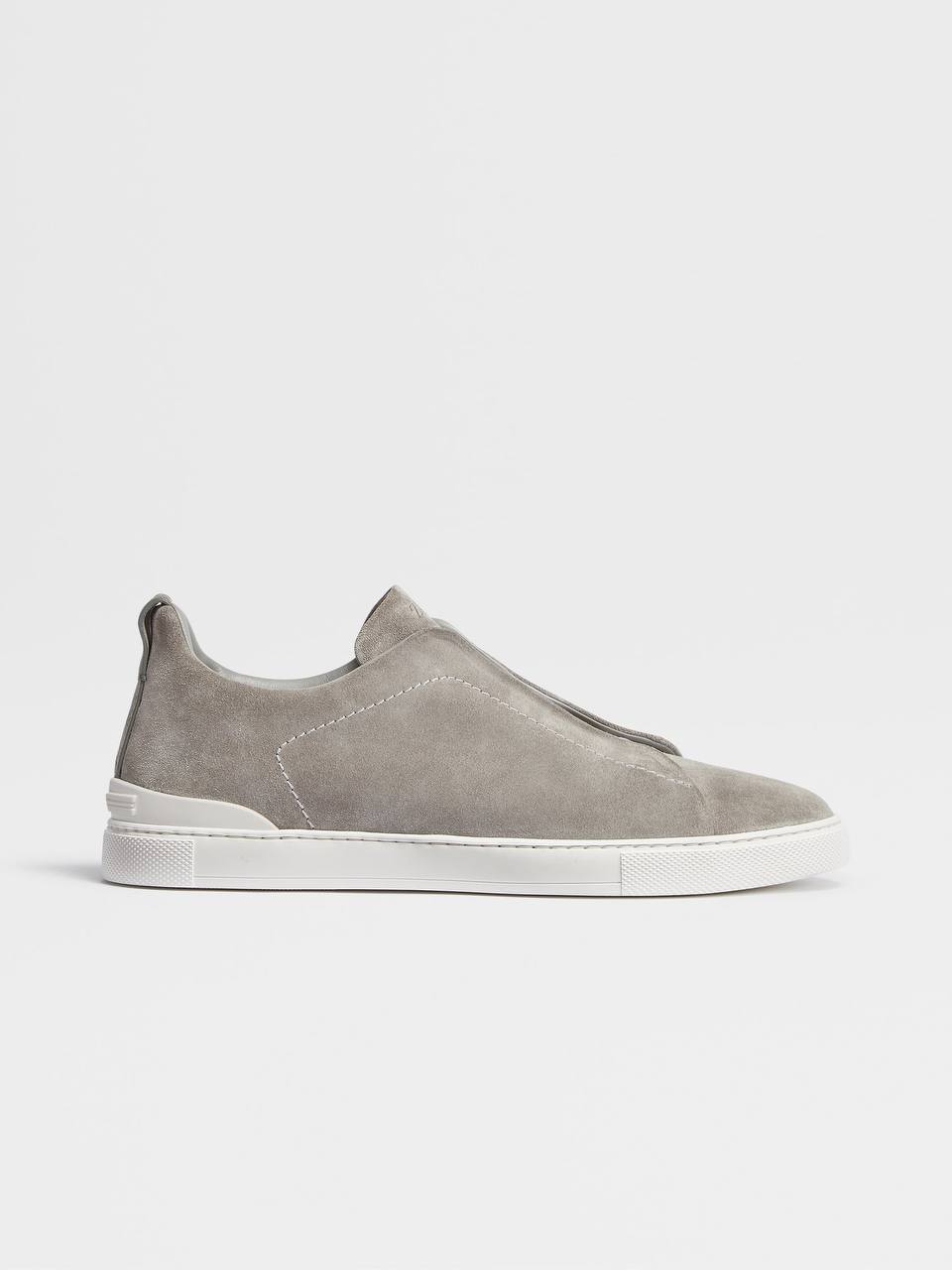 Zegna Suede Triple Stitch Sneakers Grey - Image 5