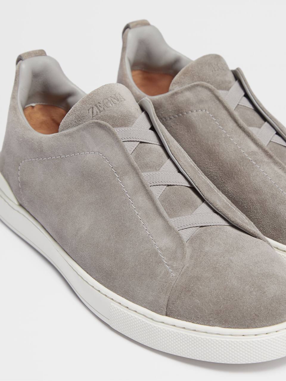 Zegna Suede Triple Stitch Sneakers Grey - Image 2