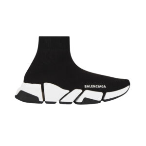 Balenciaga Speed 2.0 Recycled Knit Sneaker With Bicolor Sole in Black/white