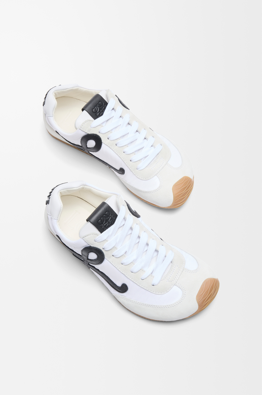 Ballet Runner 2.0 in Nylon And Calfskin White/Black - Image 5