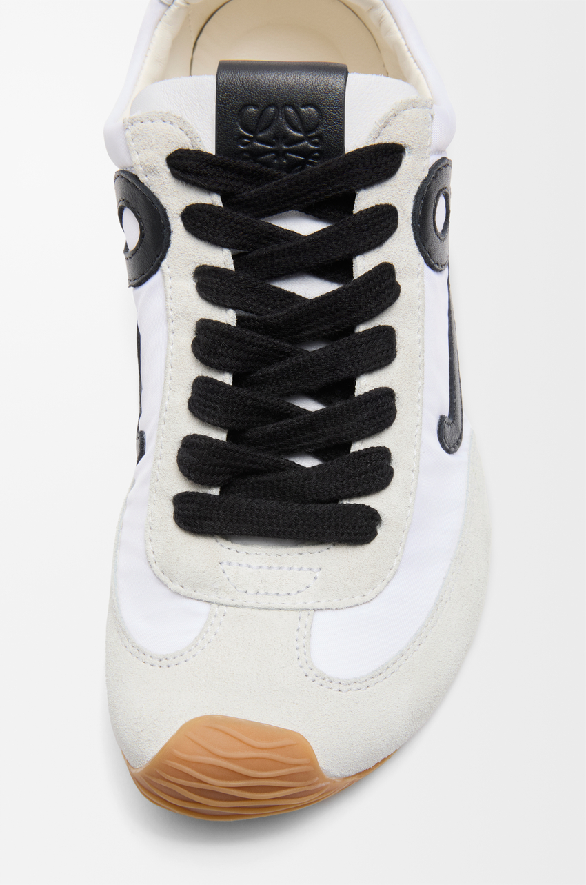 Ballet Runner 2.0 in Nylon And Calfskin White/Black - Image 6