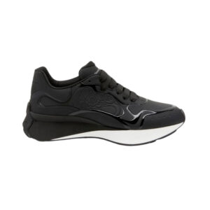 Black Alexander McQueen Sprint Runner sneaker with sleek design and comfortable fit.