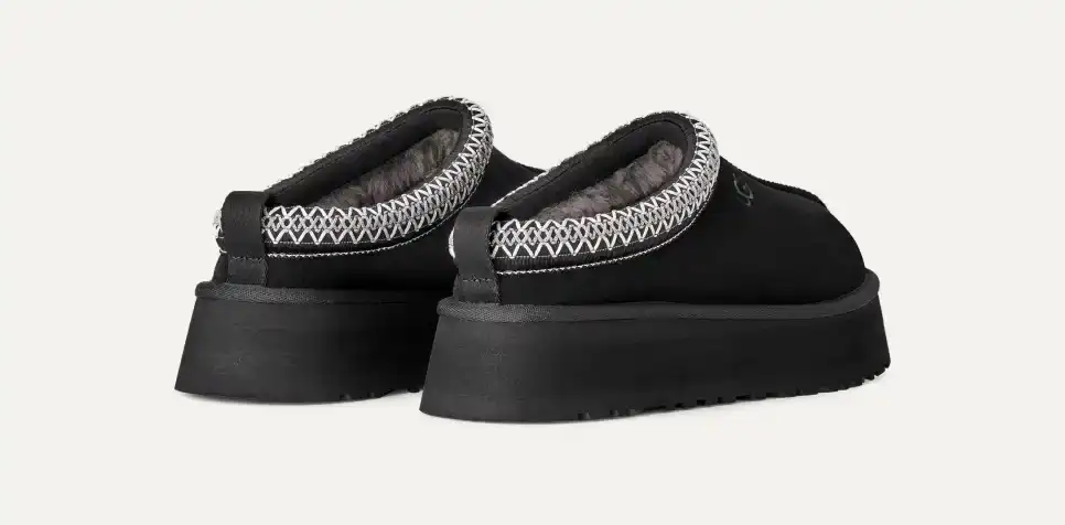 Tazz Black sneakers with unique patterned trim and chunky sole.