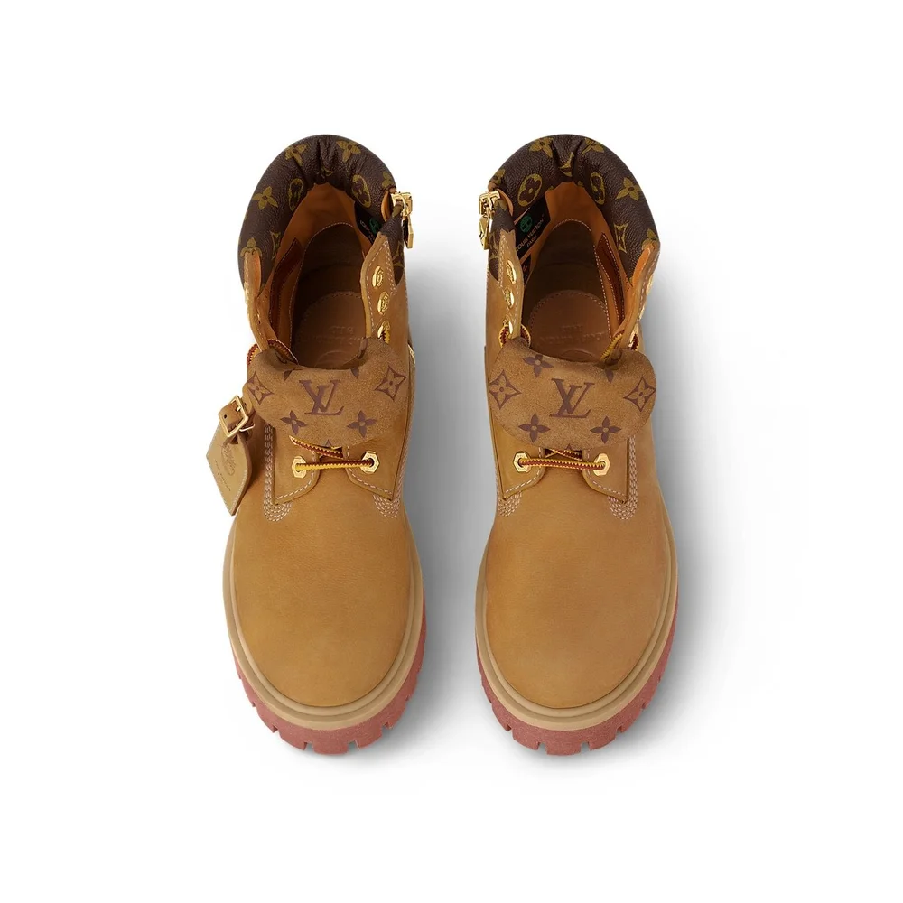TIMBERLAND X LOUIS VUITTON ANKLE  Wheat & Brown Monogram Boots - Image 4