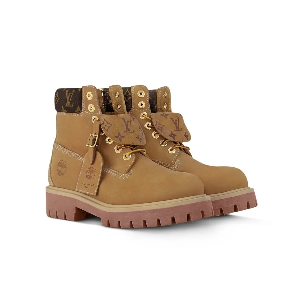 TIMBERLAND X LOUIS VUITTON ANKLE  Wheat & Brown Monogram Boots - Image 3
