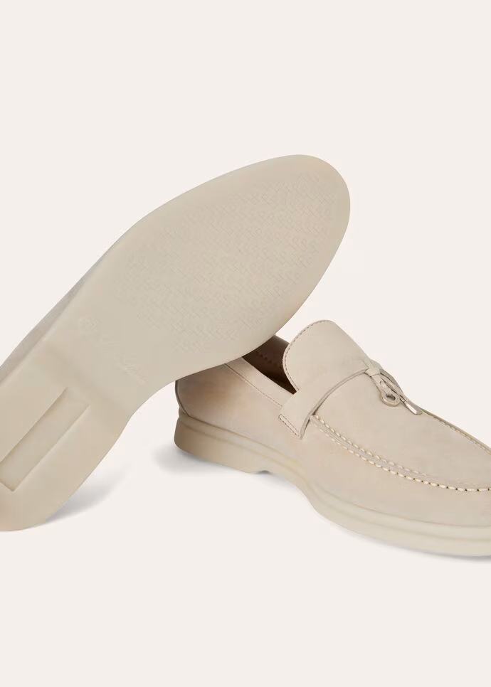 Loro Piana Summer Charms Walk Loafer Suede Pearl Powder - Image 6
