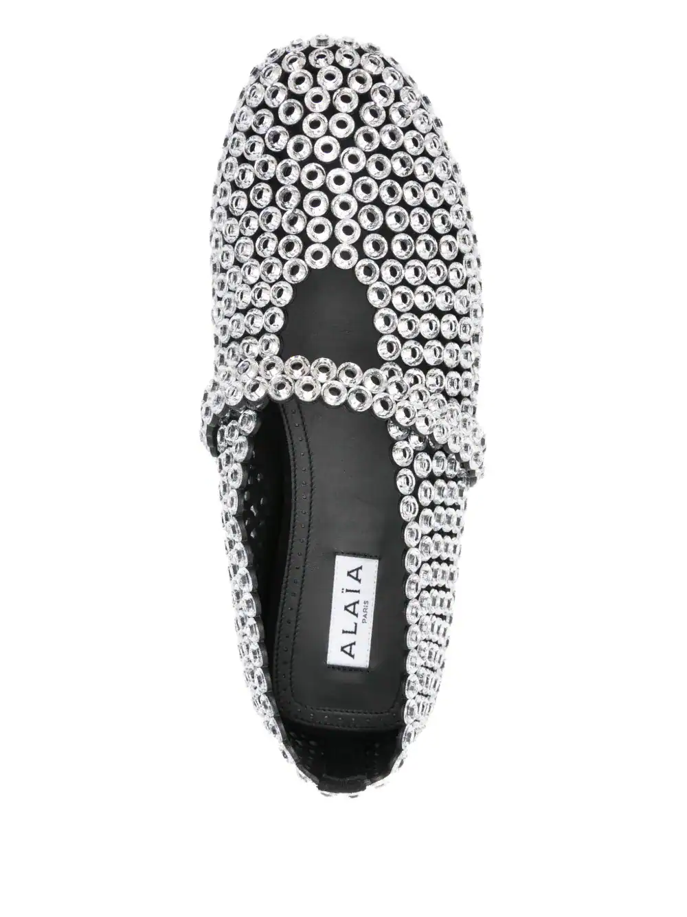 Alaïa Suede Glass-Embellished Ballet Flats Silver - Image 5