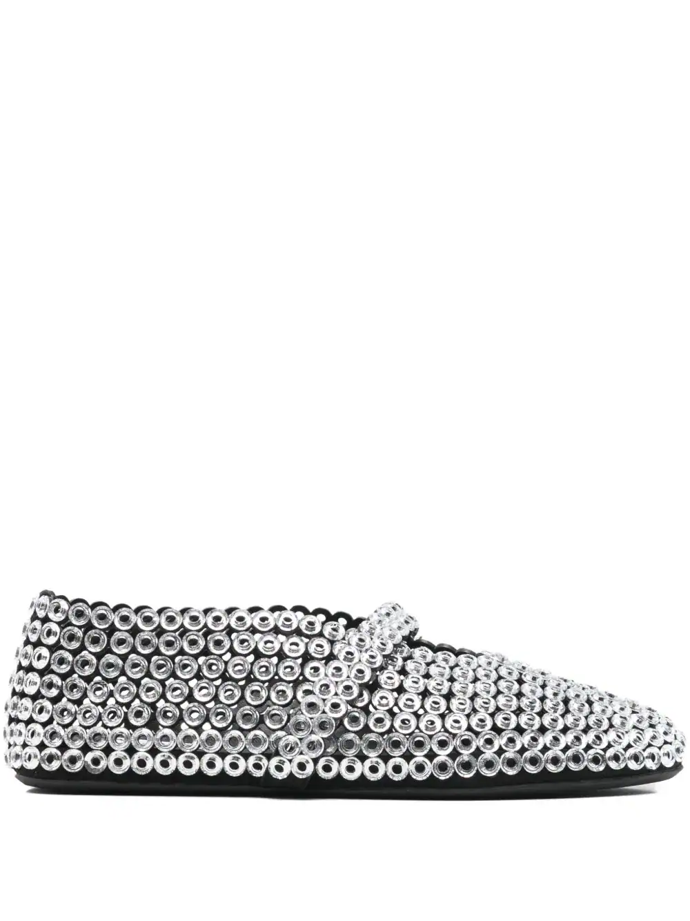 Alaïa Suede Glass-Embellished Ballet Flats Silver - Image 2