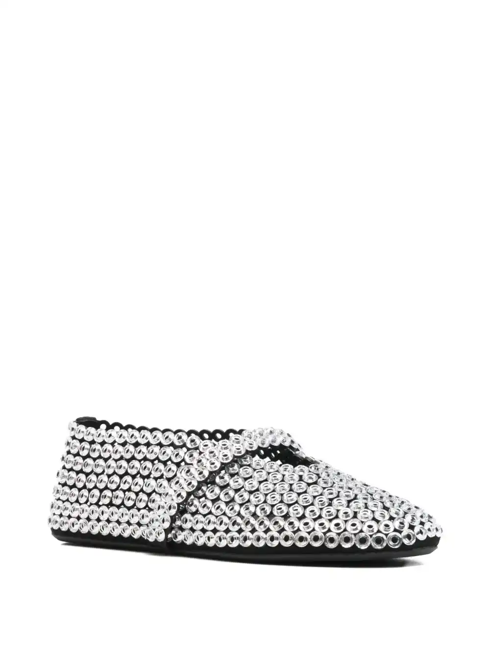 Alaïa Suede Glass-Embellished Ballet Flats Silver - Image 3