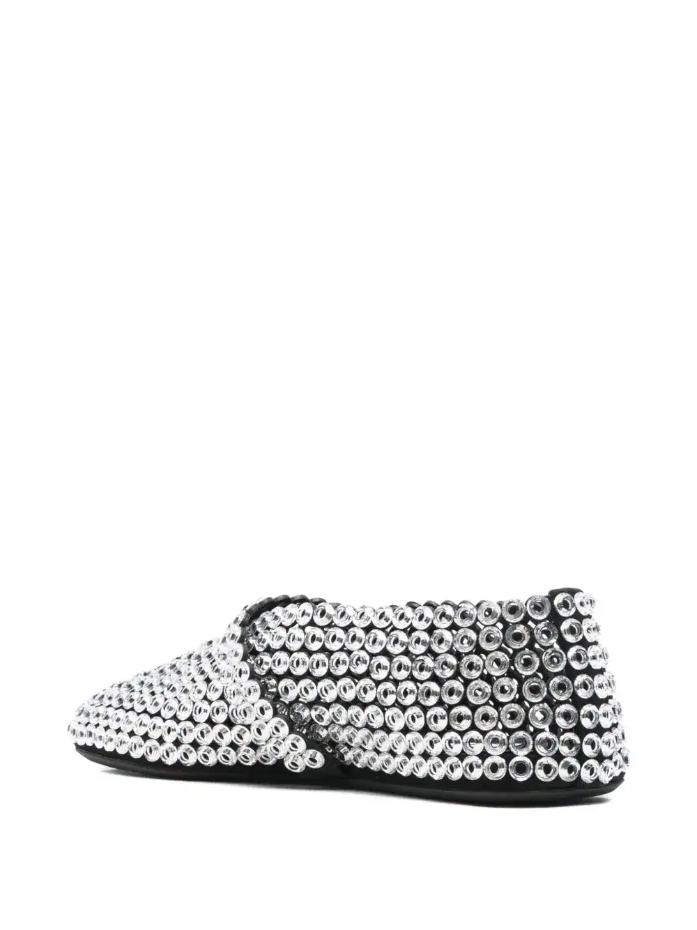 Alaïa Suede Glass-Embellished Ballet Flats Silver - Image 4