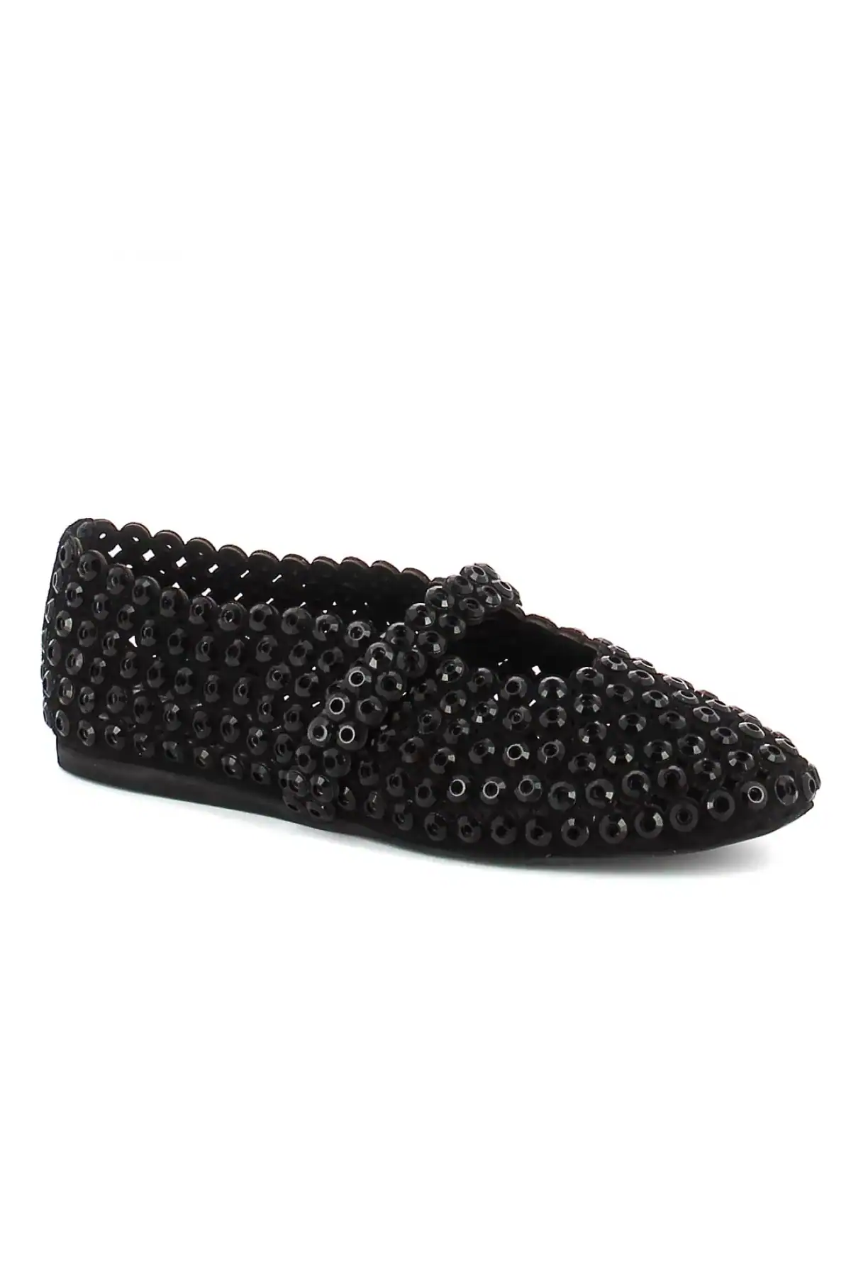 Alaïa Suede Glass-Embellished Ballet Flats Black - Image 2