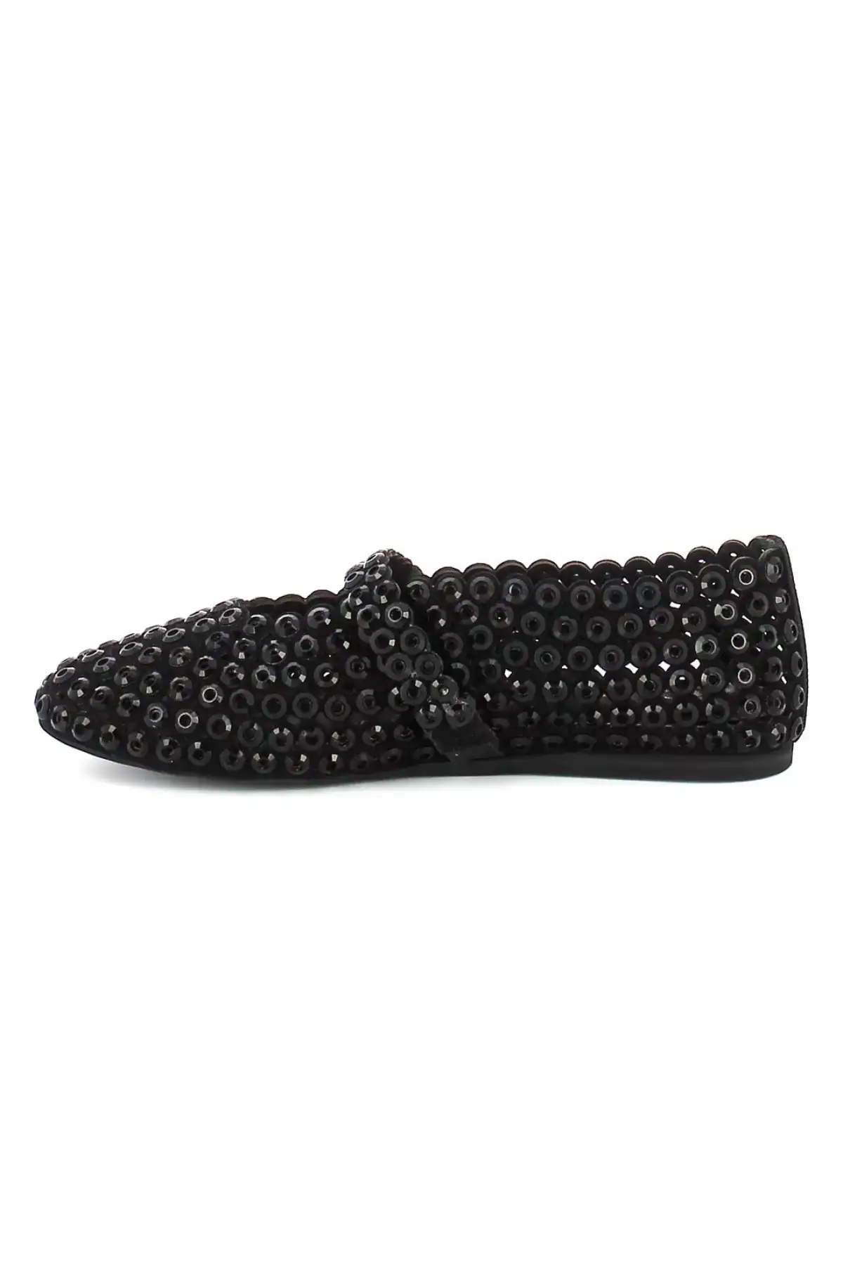 Alaïa Suede Glass-Embellished Ballet Flats Black - Image 6