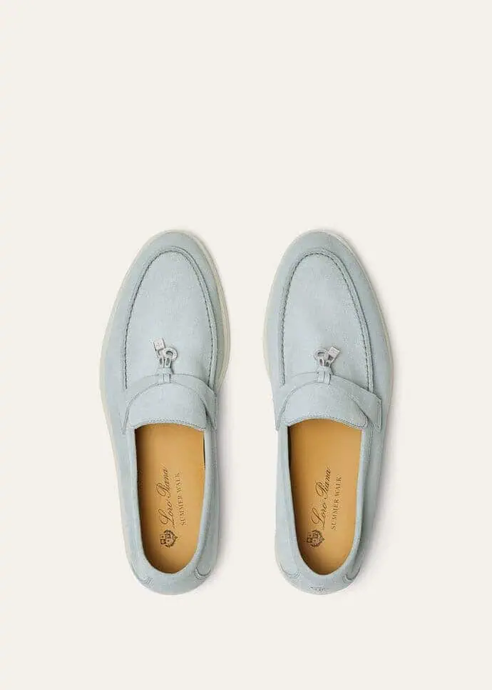 Loro Piana Summer Charms Walk Moccasins Suede Leather Spring Waterfall Melange - Image 5