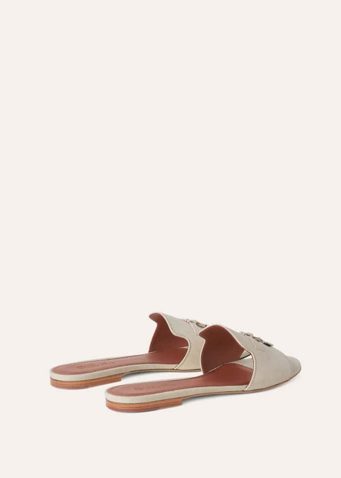 Loro Piana Summer Charms Sandal Suede Goatskin Pearl Powder - Image 4