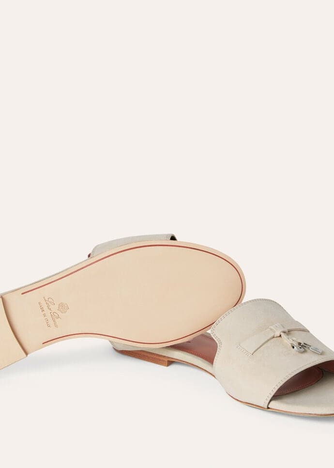 Loro Piana Summer Charms Sandal Suede Goatskin Pearl Powder - Image 5