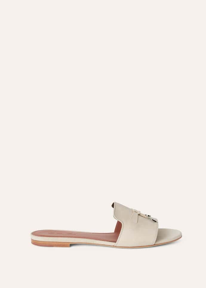 Loro Piana Summer Charms Sandal Suede Goatskin Pearl Powder - Image 2